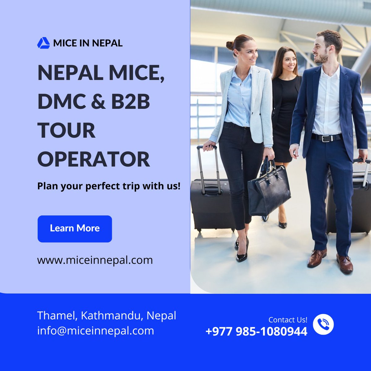 Nepal MICE, DMC & B2B Tour Operator.
miceinnepal.com
#micetourism #nepaldmc #asiadmc #miceplanner #miceevents #corporateevents #incentivetravel #grouptours #grouptravel #nepaltour #b2btravel
