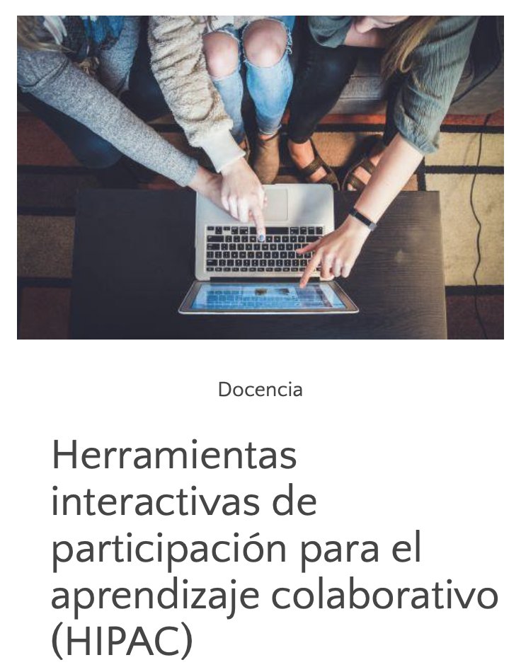 📢Herramientas interactivas de participación para el aprendizaje colaborativo #HIPAC 👉PID de la @unicomplutense 🎓@inasiyu @dcaraban y yo ⚙️Aprende a usar y aplicar en tus clases: @wooclap @Mentimeter #PPTLIVE @VevoxApp @padlet #Forms y @Kahoot 🔗cfp.ucm.es/formacionprofe…