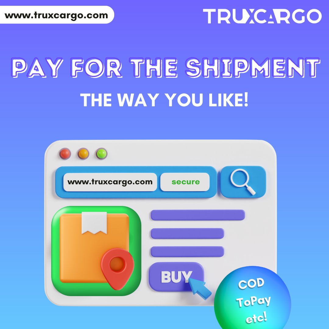 Struggle to find exact change? Or Have issues with online payments?
Explore different payment options like Prepaid, COD, ToPay etc with Truxcargo!📦

Follow @Truxcargo1 
Visit Us: truxcargo.com

#trytruxcargo #shippingservice #shipmentservices #courierservice #parcel