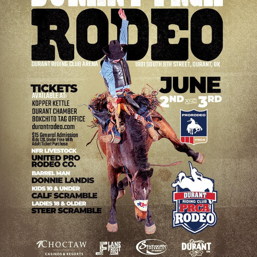IT’S ALMOST HERE! 🐂🐂🤠🤠
2023 DURANT PRCA RODEO is coming up ! Hold on tight ! Yee Yee !

#Durantrodeo #RodeoLife #CowboyWay #BullRiding #BarrelRacing #TeamRoping #Western #CowboyBoots #BuckingBronco #SteerWrestling #CalfRoping #CowboyHat #Rodeo #RodeoNation #RideOrDieRodeo