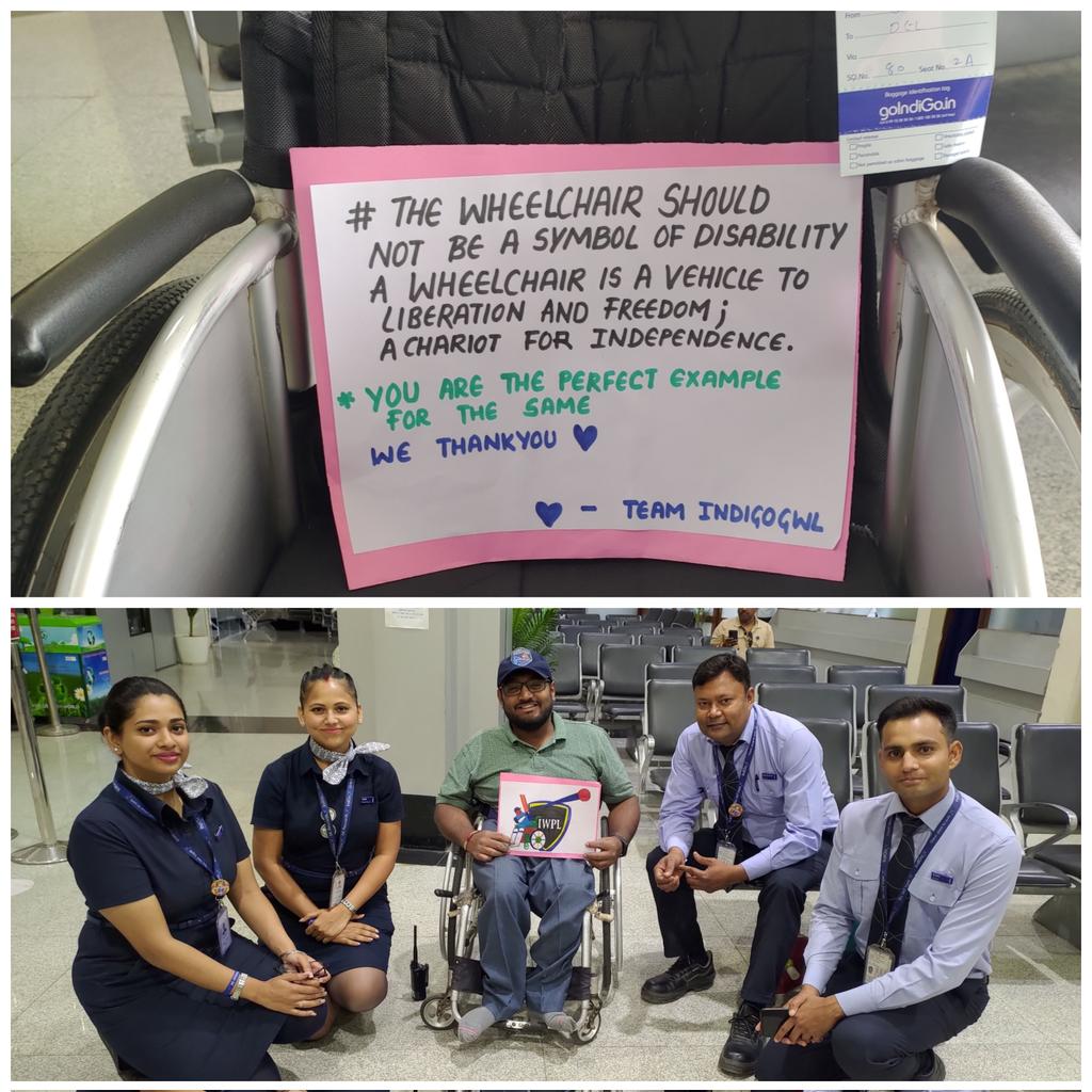 Thank You @IndiGo6E & @aai_gwalior staff for this warm gesture 🙌🙏

@JM_Scindia @MumbaiWCT @wcia_official @dcciofficial @abhai79 @Somjeet_Singh07 @AAI_Official
@MPTourism @MumbaiCricAssoc

#wheelchaircricket
#supportwheelchaircricket