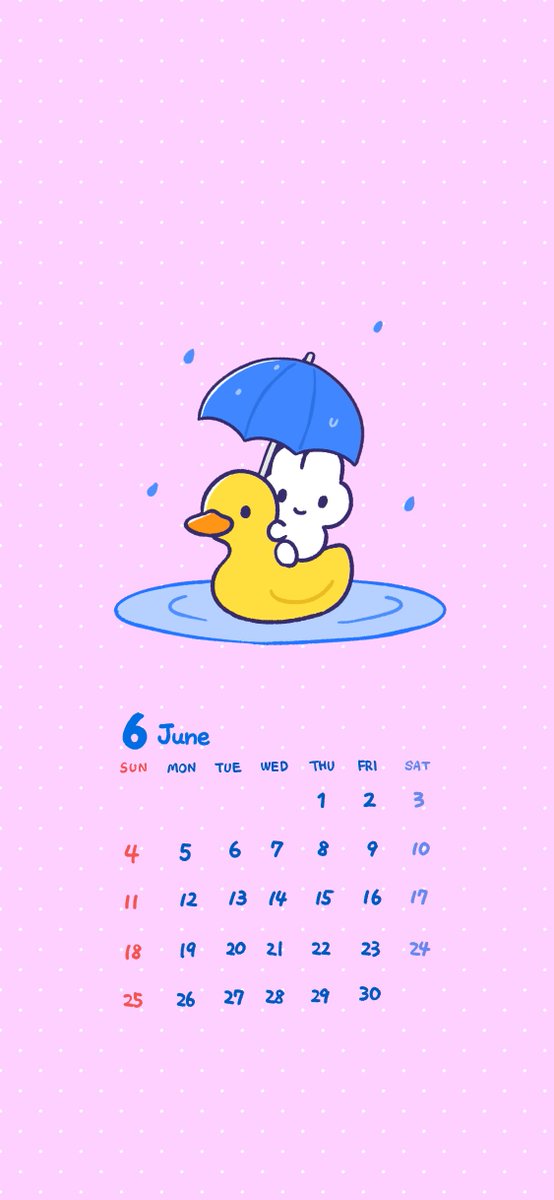 「6月のカレンダーおまたせだよ」|やさうさちゃんのイラスト