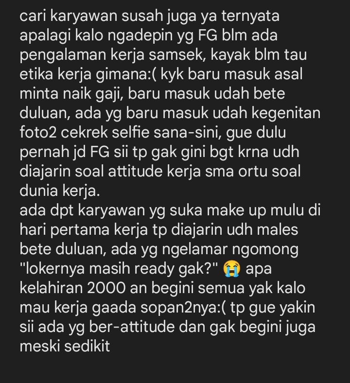 Work! kalian yg hire karyawan pernah ngerasa sesusah itu gak sii?
