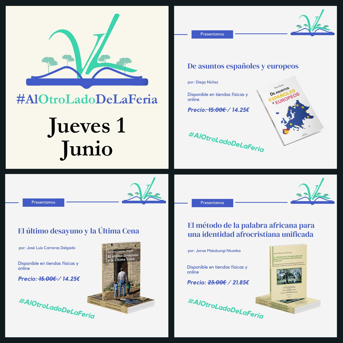 EditorGrupo's tweet photo. Comenzamos junio con otros tres libros en #AlOtroLadoDeLaFeria
#FLMadrid23 #FLMadrid #GrupoEditorVisionNet #VisionLibros #LiberFactory #acci #Erato #EratoEdiciones #libro #libros #FeriaDelLibro https://t.co/2d1g9gXUXO