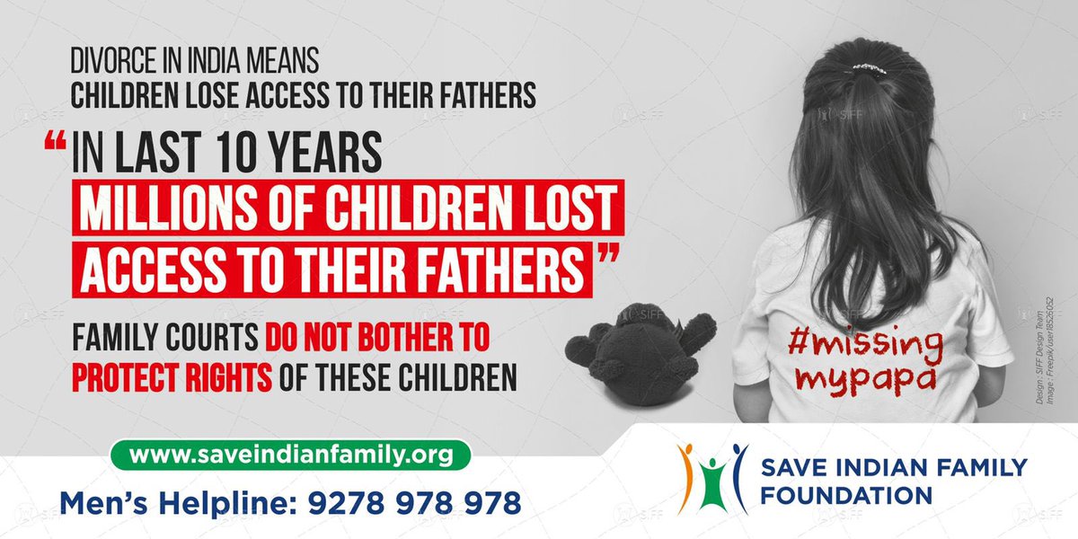 Hello Indians,

Do you know about today’s #ChildrenDay ?

Are our children protected from #GenderBiasedLaws ?

@MSJEGOI @MLJ_GoI @PMOIndia @rashtrapatibhvn 

#ParentalAlienation 
#ChildrenAbuse 
#InternationalChildrenProtectionDay