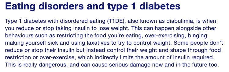 Did you know? 

EACH region of @NHSEngland now has a centre to tackle #EatingDisorders in #T1Diabetes 

Much more to do

Yet? 
An area which -as a policy- is being looked into @NHSDiabetesProg -with relevant support from professionals of this debilitating condition

cc @amybetic