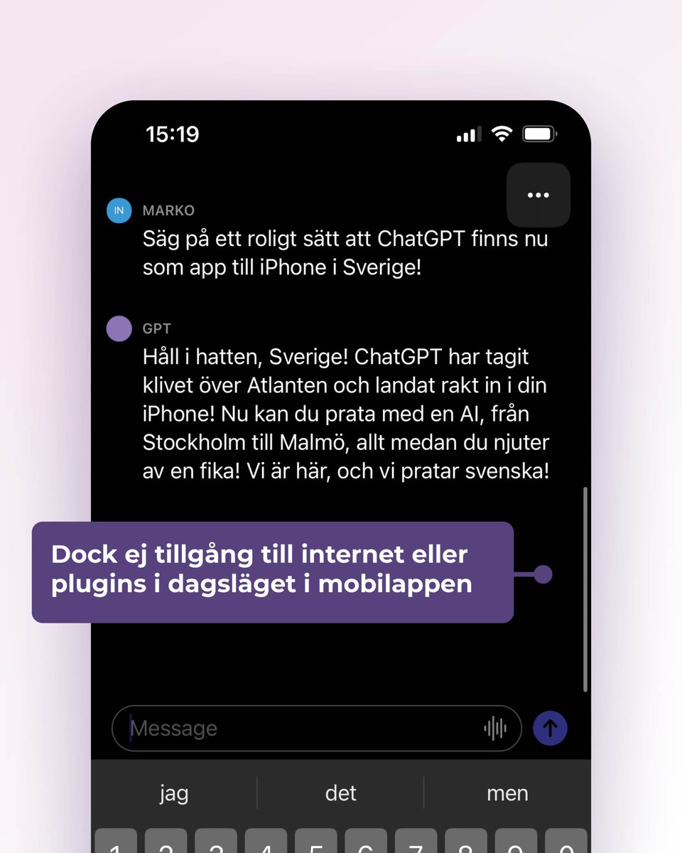 CGPTutbildning's tweet image. Officiella ChatGPT appen har nu kommit till iPhone i Sverige!📱

#ChatGPT #chatgptapp #chatgptsverige #gpt4