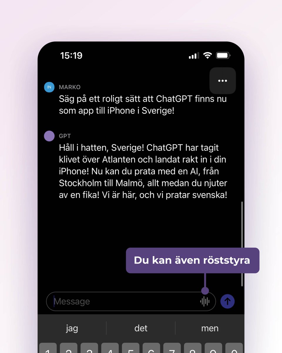 CGPTutbildning's tweet image. Officiella ChatGPT appen har nu kommit till iPhone i Sverige!📱

#ChatGPT #chatgptapp #chatgptsverige #gpt4