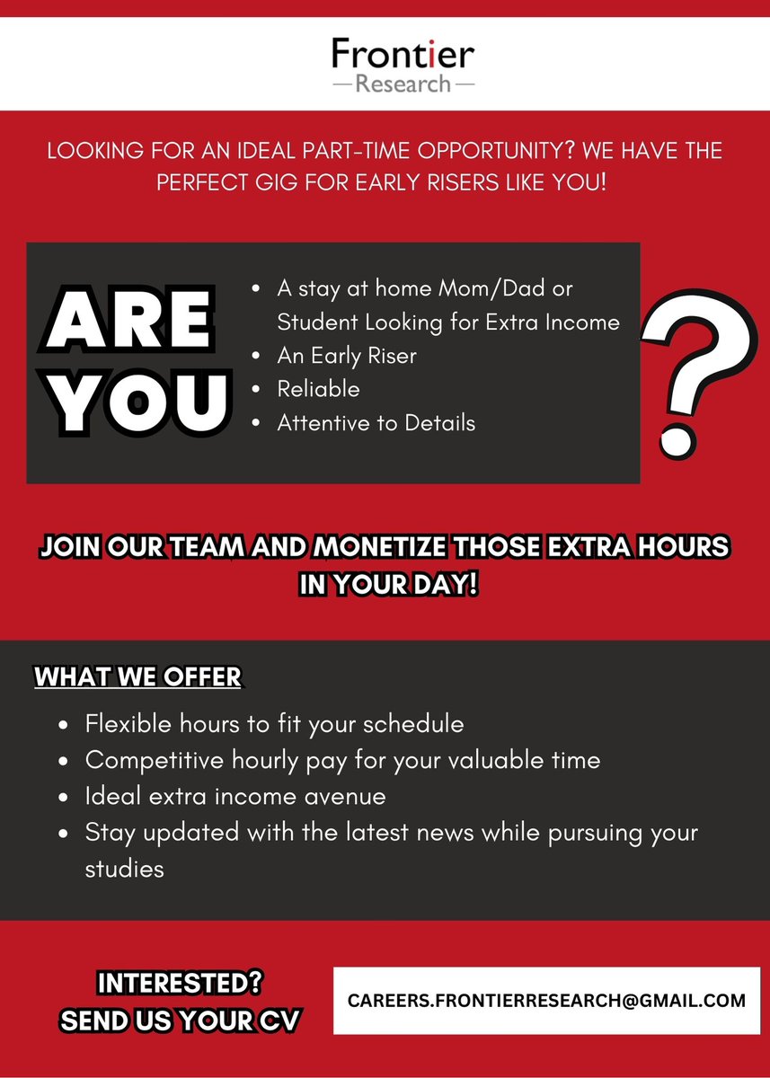 Part-time Opportunity at Frontier Research! #opportunities #part_time #FrontierResearch