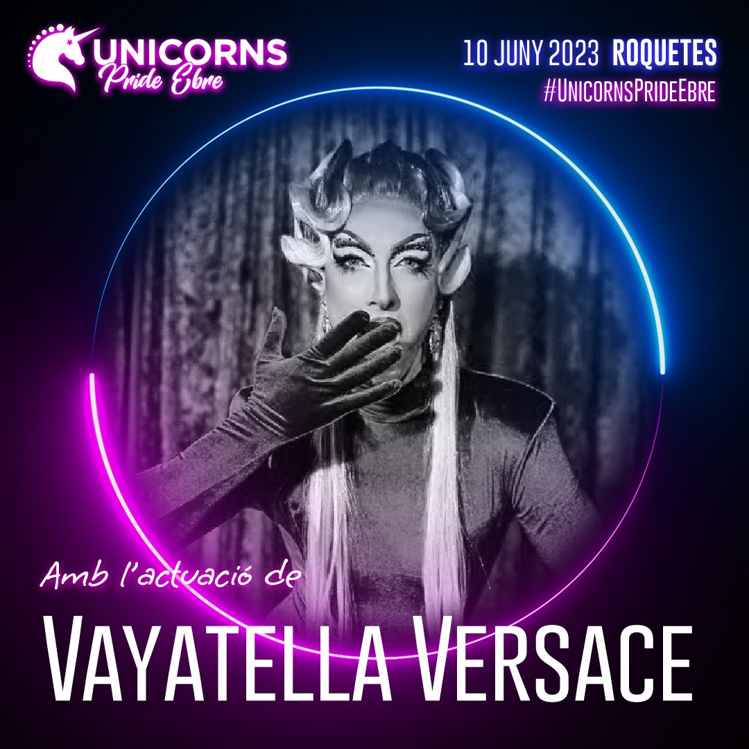 okpoficial's tweet photo. 🕺🏻🪩 La festa de l'#UnicornsPrideEbre de #Roquetes continua i obrirà la #djsnight la drag #VayatellaVersace 💃🏼 Des de la @kuki_party de #Tarragona torna a repetir experiència en tots natros 🌈 #pride #orgulllgtbiq #orgullrural #lgtbiq #terresdelebre #okp https://t.co/qM8gi6WH3D