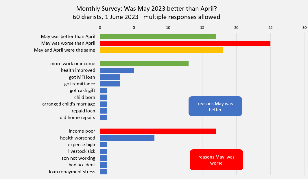 Finally the Hrishipara Diarists have become gloomier! They think that May was worse than April. Maybe it is in reaction to April's combination of the Eid Festival and the Bengali New Year, but incomes have declined it seems. More at sites.google.com/site/hrishipar…