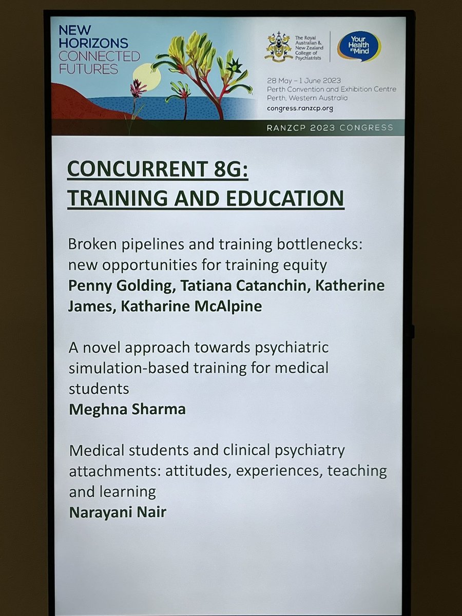 Such a pleasure to present at #ranzcp2023 with Dr Tatiana Catanchin, Dr Katherine James and <a href="/mckaty/">K McAlpine</a> on training bottlenecks and broken pipelines. Hoping for sustainable growth with Victorian mental health initiatives. I will definitely be following up this report.