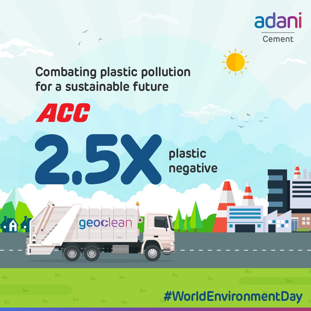 Being plastic negative is being positive for a sustainable future.

#ThisIsAdaniCement #WorldEnvironmentDay #BeatPlasticPollution #Geoclean #GreenGrowth #GrowthWithGoodness #Environment #PlasticNegative