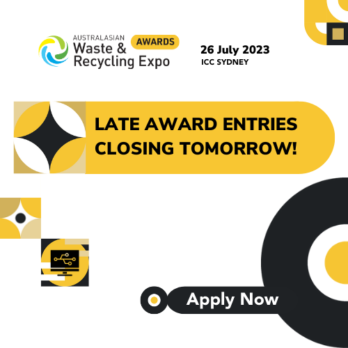 🏆Late Awards Entries Closes Tomorrow! ⌛

What are you waiting for? Be awarded 'Best New Innovation' or 'Best Recycled Product' at the premier platform for waste professionals!

Apply now to win exciting awards before 2 June bit.ly/3WQ5GP9
#AWRE #resourcerecovery