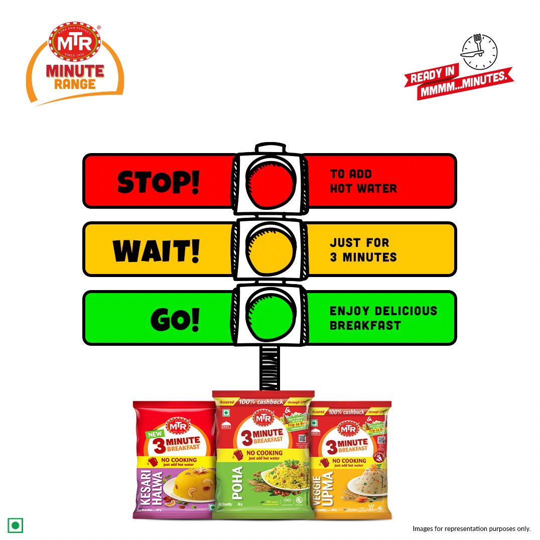 Stop - wait - go rules for a tasty breakfast ready in mmmm...minutes!

#mtr #mtrfoods #mtrminuterange #readyinminutes