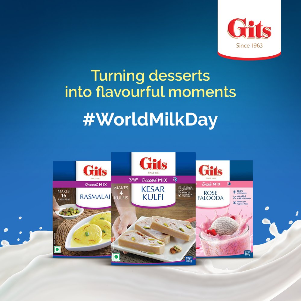 'I don't like milk' to 'Can I have another kulfi ', we all grew up!

Gits celebrates the best companion to our favourite desserts, today and every day!

#GitsFood #WorldMilkDay #MilkDesserts #Rasmalai #Rabdi #BadamMilk