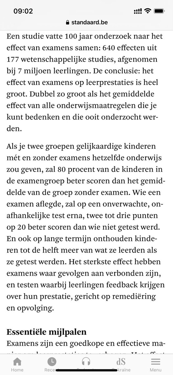 Een schooldirecteur op het radionieuws: “als leraren nu ook nog examens moeten inrichten en verbeteren. De planlast is al zo groot”. 
Dit soort attitudes… Examens *zijn* géén planlast. Het is een kerntaak. Schrap andere dingen/adm. Evalueren doet leren. standaard.be/cnt/dmf2020111…