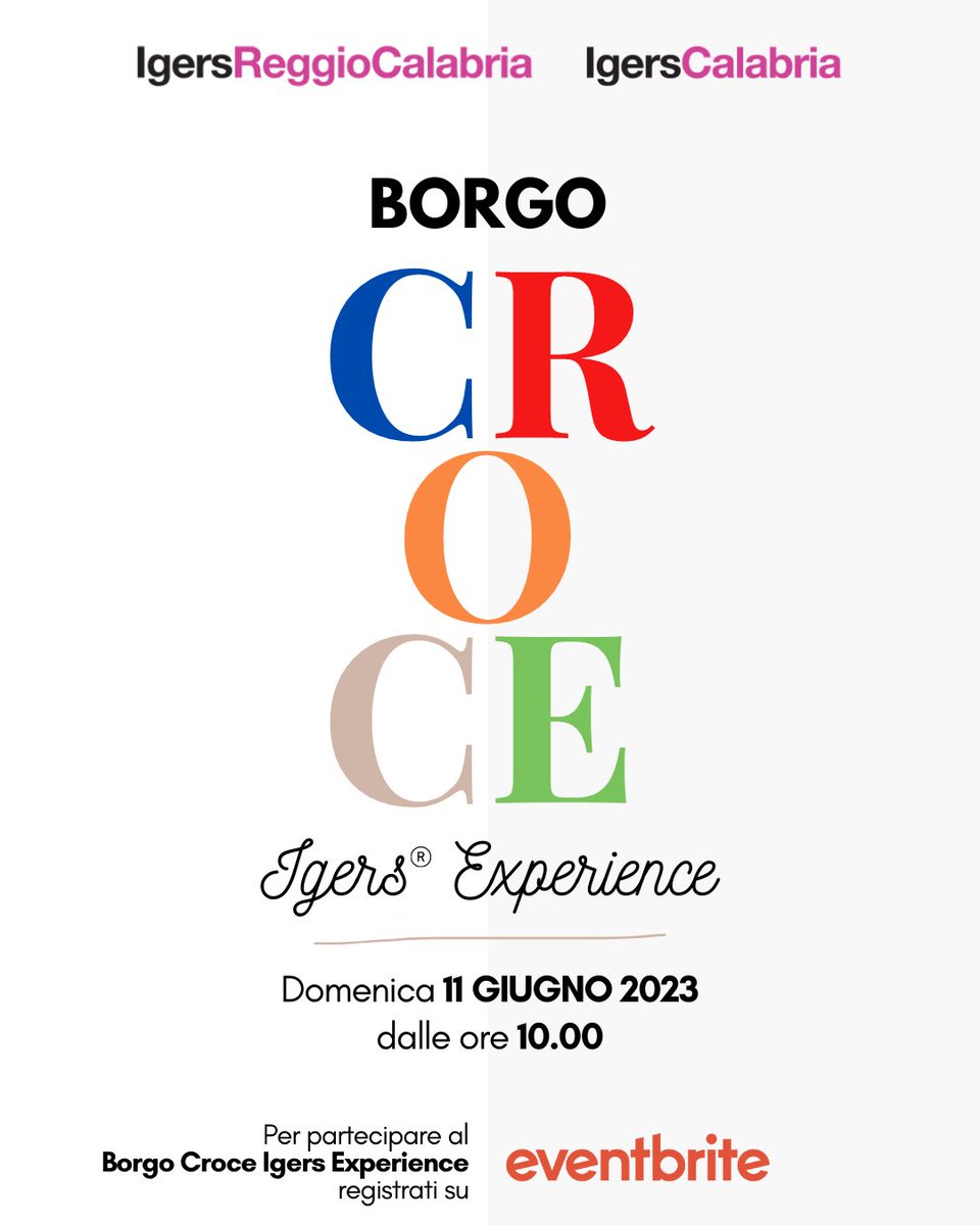 <a href="/igers_reggiocal/">Igers Reggio Calabria</a>, <a href="/igers_calabria/">Igers Calabria</a> e l'Associazione #borgocroce presentano l’evento 𝐁𝐨𝐫𝐠𝐨 𝐂𝐫𝐨𝐜𝐞 𝐈𝐠𝐞𝐫𝐬 𝐄𝐱𝐩𝐞𝐫𝐢𝐞𝐧𝐜𝐞.

Registrati ora su eventbrite.it/e/biglietti-bo…

Programma e info complete su igersitalia.it/borgo-croce-ig…