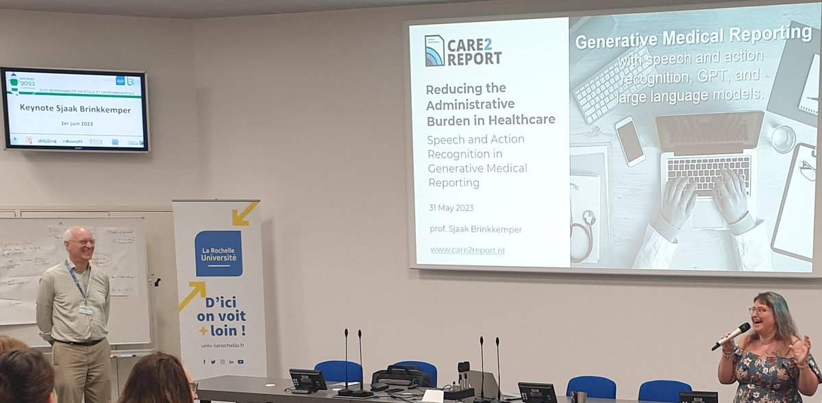 C'est reparti jour#3 de <a href="/Inforsid2023/">Inforsid 2023</a> <a href="/UnivLaRochelle/">La Rochelle Université</a> avec une keynote sur comment alléger la lourdeur administrative dans la santé (spoiler : il y a du GPT caché à l'intérieur, mais pas que...)