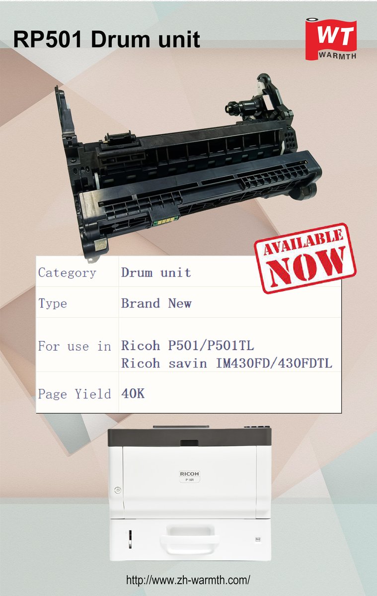 chesterchen7's tweet image. We are thrilled to announce to you, Compatible Ricoh P501 drum unit is now available.
Page Yield:40K
For use in: Ricoh P501/P501TL,
Ricoh savin IM430FD/430FDTL

Any demand, Feel free to contact us.

 #Ricoh #P501 #Compatibletoner  #drumunit #P501 #P501T #savin #IM430FD #430FDTL