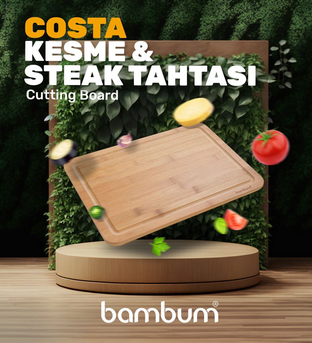 Oval köşeleri, dayanıklı gövdesi ve çevresini saran ekstra bambu şeritleri ile bambum costa kesme tahtası, en sık kullanacağınız yardımcılarınızdan biri olacak.