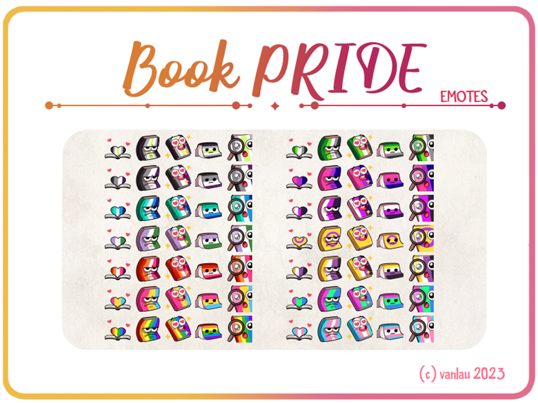 vanlau_'s tweet photo. Free Pride Emote/Badges i made over the years for you to use <3

HAPPY PRIDE MONTH 🌈❤️

https://t.co/o9kw30GJ56 (hearts)
https://t.co/hgrr3669Mq (books) https://t.co/PpXZLzpiA6