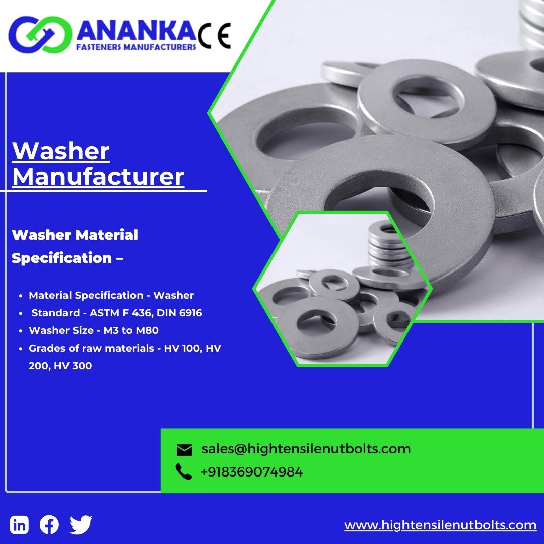 HTnutbolts's tweet photo. Supreme Quality High Tensile Washer Manufacturer in India
Ananka Group is a well-known High Tensile Washer Manufacturer, Supplier, Stockist and Dealer in India. Product:https://t.co/OYk33HZRnm
#HighTensileWasherManufacturer #HighTensileWasherManufacturerinIndia https://t.co/qhTFPWYUNq