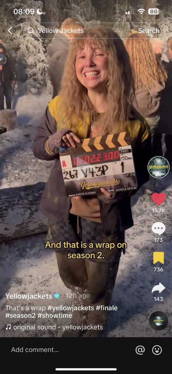 So I was wondering if this bonus episode of #Yellowjackets was true and umm look at the episode number on the clapperboard in the tiktok they posted 👀👀