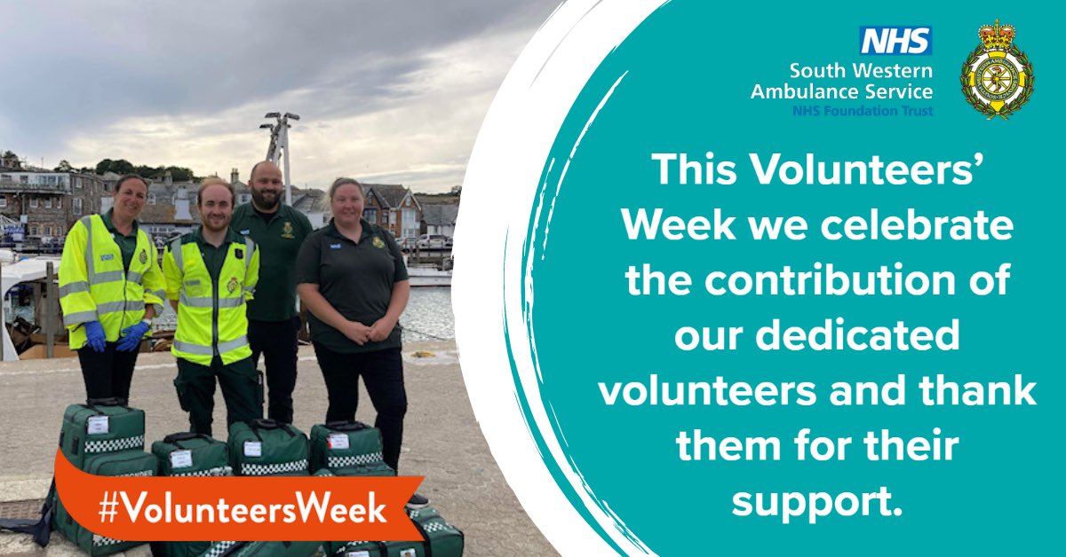 Today is the start of #VolunteersWeek. Everyday, #TeamSWASFT volunteers support us within their local communities. Sometimes the difference is providing reassurance before an ambulance arrives; sometimes it is saving someone’s life. Thank you for everything you do!