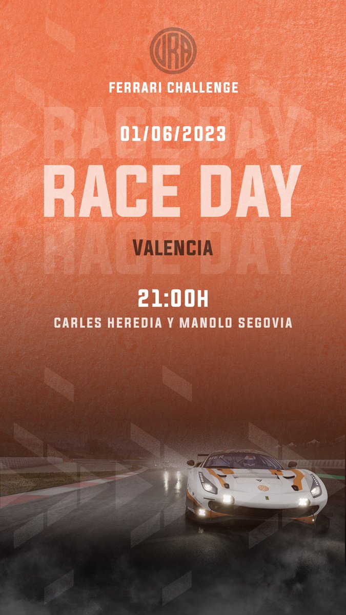 Buenos días y feliz jueves☀️

¡Vamos a por una nueva jornada del Ferrari Challenge! 

A las 21h @carlesheredia y <a href="/manolosegovia/">Manolo Segovia</a> lucharán para mantener el liderato de la competición 

¡Síguelo en directo en twitch.tv/virtual_racing…

#simracing #RambootVRA #Ferrari