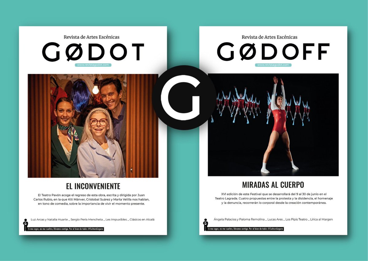 RevistaGodot's tweet photo. ‼ EXTRA, EXTRA
Ya está en la calle el número de junio de la Godot/Godoff.
▶️ Las protagonistas de nuestras portadas son #ElInconveniente en @ElPavonTeatro y el festival #MiradasAlCuerpo en @TeatroLagrada
Puedes encontrarnos en teatros y online.
👇
https://t.co/TDbHyJUu9J https://t.co/P21rwIsabx