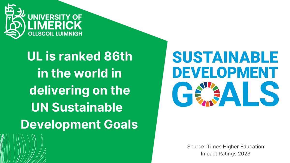📢<a href="/UL/">University Of Limerick</a>'s commitment to delivering on the UN SDGs has seen the university being ranked 86th in the world.😃

Well done to everyone who is working to achieve these goals.👏👏

#ResearchImpact #StayCurious #SustainableDevelopment <a href="/timeshighered/">Times Higher Education</a>