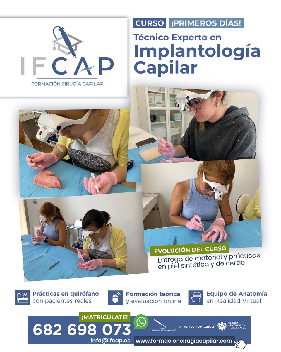 ifcapformacion's tweet photo. PRIMEROS DÍAS en el Curso / Formación en Técnico Experto en Implantología Capilar realizado el 3 de Mayo 2023. 
https://t.co/S0gHVVx43B
En los primeros días se realiza la entrega de materiales y se realiza trabajo en piel sintética y de cerdo https://t.co/dNYfuqF1Nq