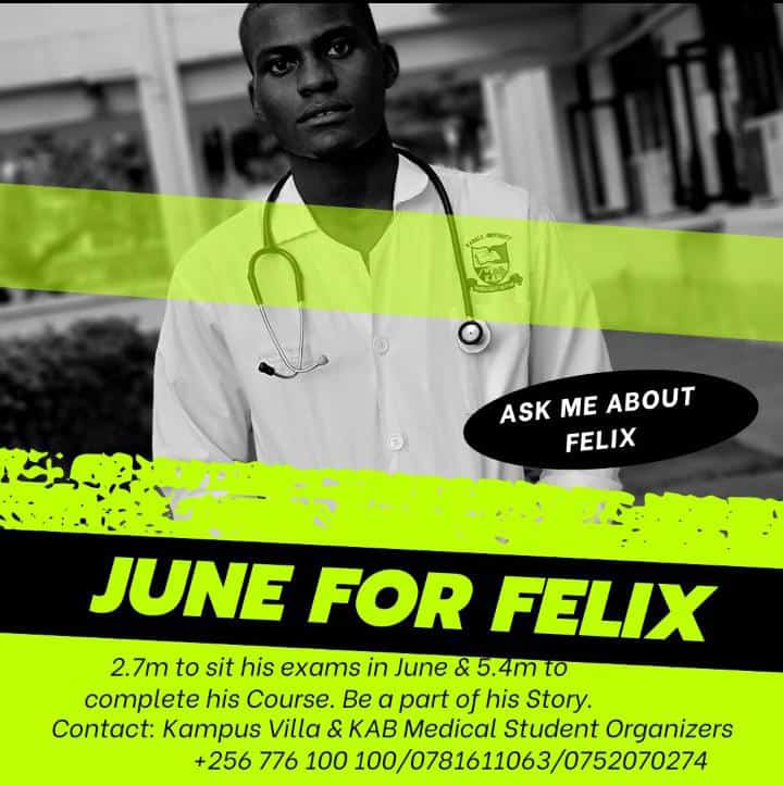 Felix needs us! This is the time to show up for one of ours. Felix is very close to the finish line, a 3rd year KABSOM student with exams in 2 weeks-time. Please help!

A popular African proverb goes; “If you want to go fast, go alone. If you want to go far, go together.”