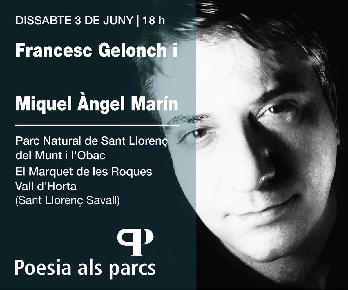 El cicle #Poesiaalsparcs desmbarca aquest dissabte a les 18h al pati dels til·lers del Marquet de les Roques, al #ParcSantLlorenç, per oferir un recital poètic a càrrec de Francesc Gelonch amb acompanyament musical de Miquel Àngel Marín
parcs.diba.cat/web/agenda/-/s…