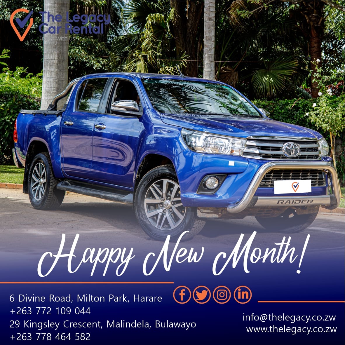 Happy New Month! Travel with us!
#June #newmonth #HappyNewMonth #WeAreHere #Bulawayo #grouptrip #carrental #happiness #always #rent #smile #chauffeur #carhire #vehicle #junetravels #yeswecan #hire #car #travel #booknow #travelwithus #choose #us #rental #legacy #chooseus