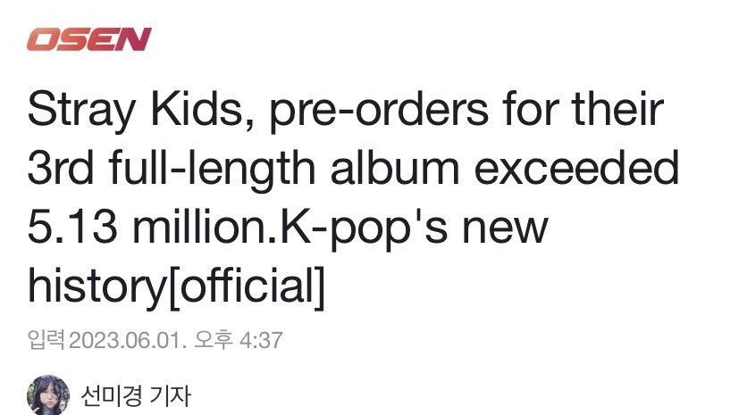 skzlatamproject's tweet photo. 5 STAT SUPERÓ LOS 5,13 MILLONES DE PEDIDOS ANTICIPADOS, "LA NUEVA HISTORIA DE KPOP"

https://t.co/W7AEO00WML https://t.co/QcrULbOAFp