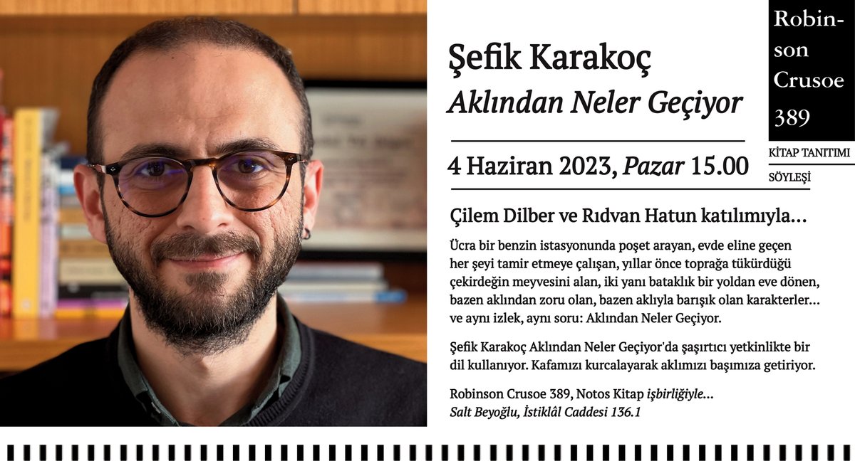 Kitap Tanıtımı, Söyleşi Şefik Karakoç Aklından Neler Geçiyor Çilem Dilber ve Rıdvan Hatun katılımıyla... 4 Haziran 2023, Pazar 15.00 @sefikkarakoc @cilemdilber @ridvanhatun @NotosKitap rob389.com/dp/tr/11/97860…