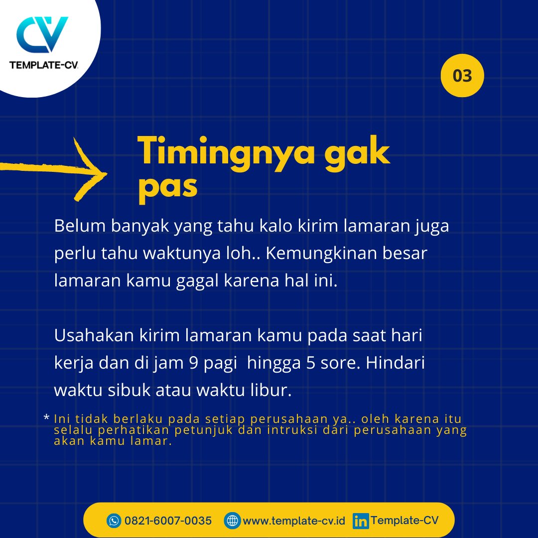 TemplateCV_'s tweet image. Ini dia penyebab kenapa lamaran kamu gaada yang nyangkut.. 

Apakah kamu pernah mengalaminya? Yuk baca postingan ini sampai habis, agar kamu gak mengulangi hal yang sama 😉

Template-CV
Melamar Kerja Jadi Lebih Mudah
#lamarankerja#tips#galoloslamarankerja#maksimalkanpeluangkarir