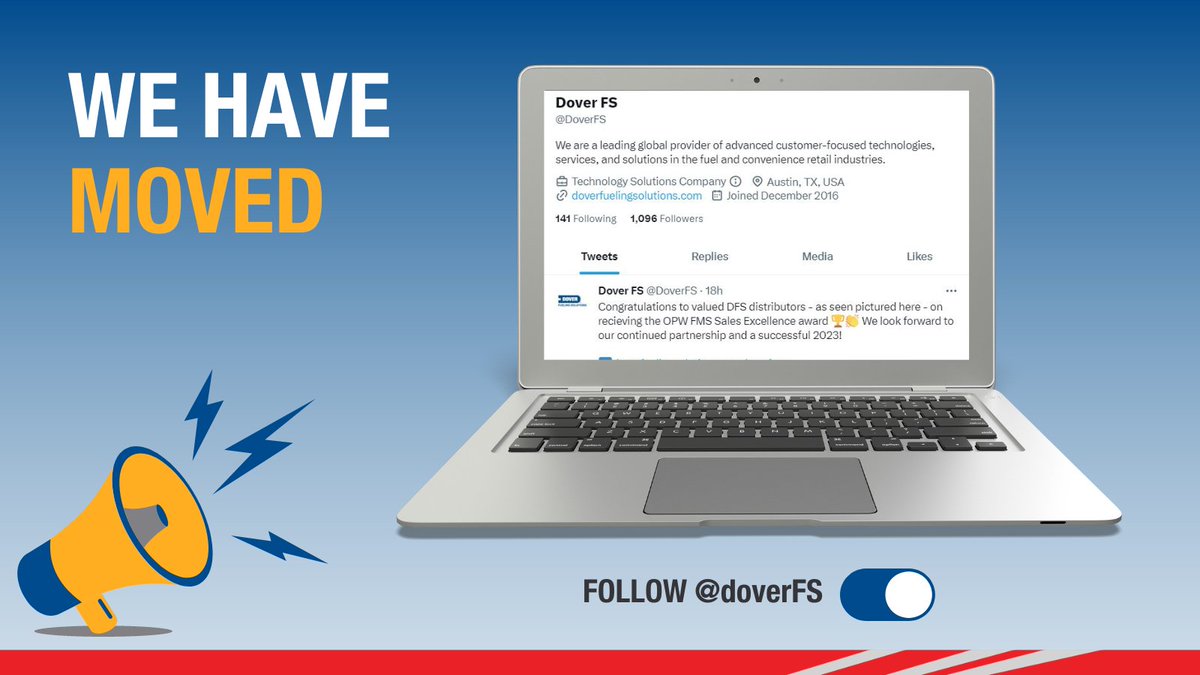 TokheimGroup's tweet image. 📢 We have now moved over to the #DoverFuelingSolutions Twitter channel. To stay on top of the latest updates, make sure to follow @DoverFS.
