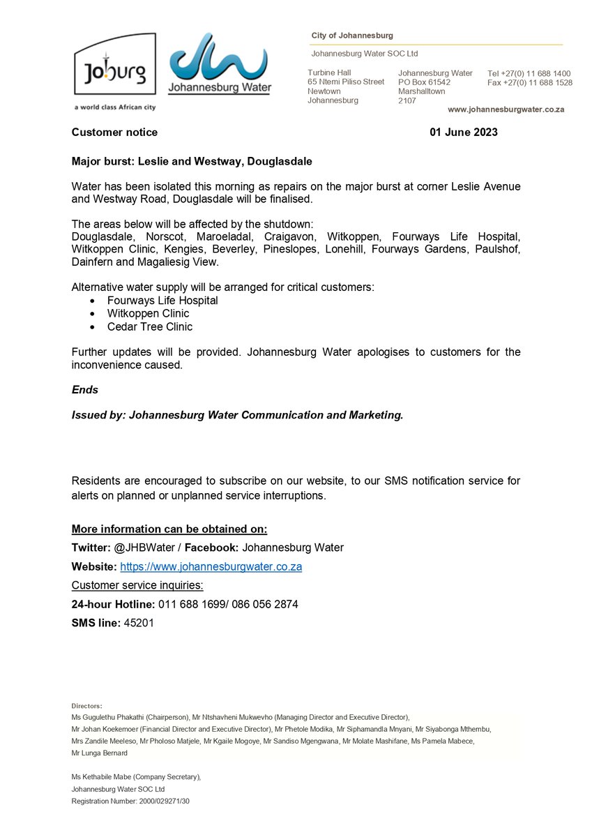Johannesburg Water tweet media