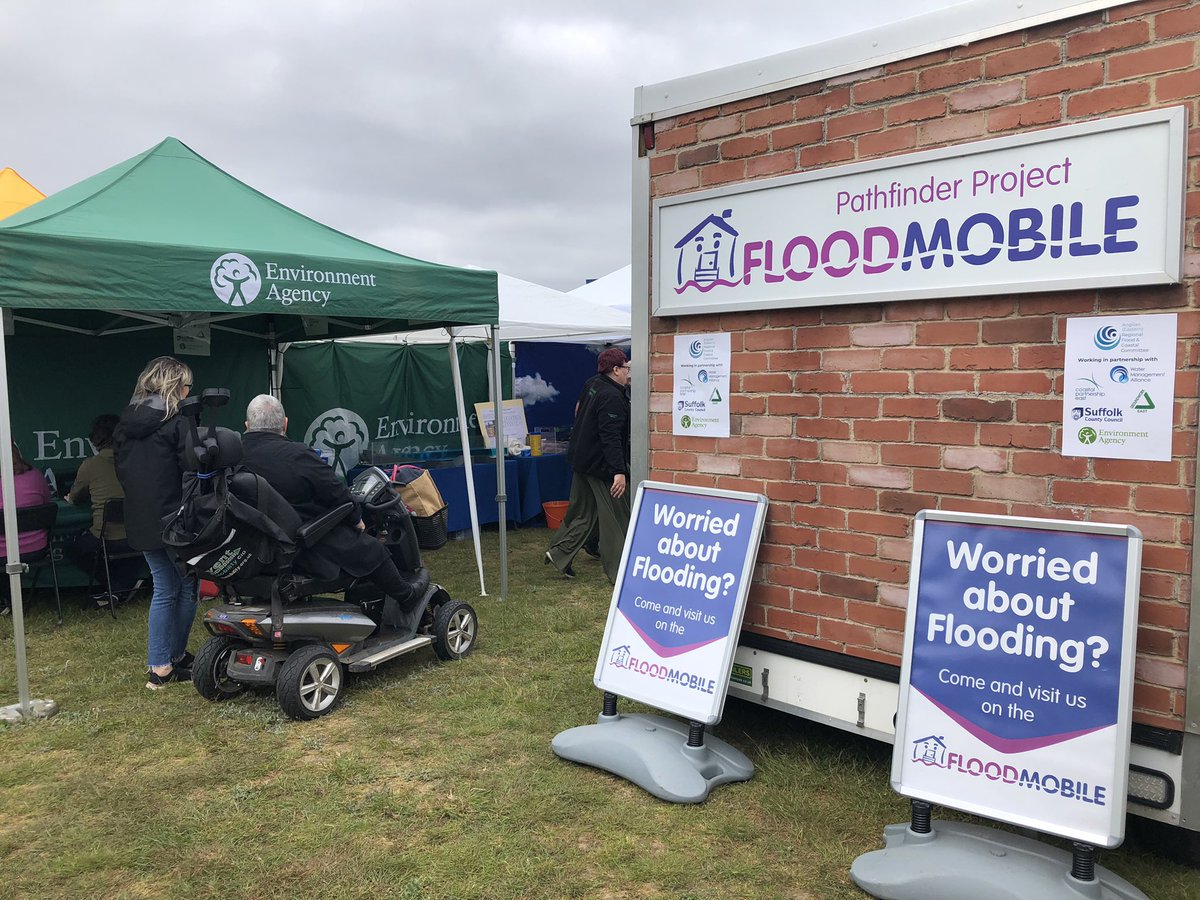 The Floodmobile is this week in Suffolk - at the Suffolk Show - with the Environment Agency and many county-wide projects that are helping communities in relation to flood waters. @floodmary is in attendance to offer advice to visitors #suffolkshow #floodaware