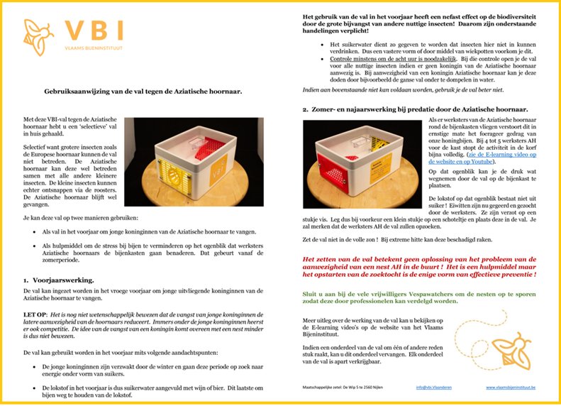 Gebruiksaanwijzing van de val voor het vangen van de
#Aziatischehoornaar.
Informatie van het
#Vlaamsbijeninstituut
Vlaamsbijeninstituut.be