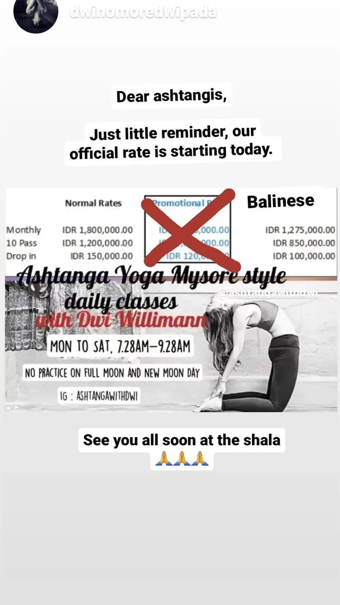 Remember, our promotion rate has ended. The new rates are active from today as attached.
#Ashtangabali #ashtangayoga #Bali #mysorestyle #ashtangawithdwi #balilife #practiceandalliscoming #mysoreclasses #mysoreclassesbali
ashtangawithdwi.com