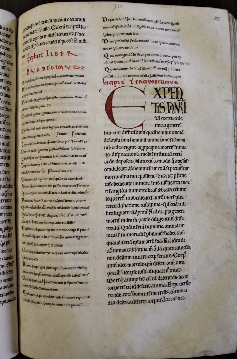 An appropriately large capital letter E for this huge manuscript, which is of Augustine's On the City of God. It was written on 296 leaves of thick parchment and was made in the 1100's somewhere in the south-west of England.