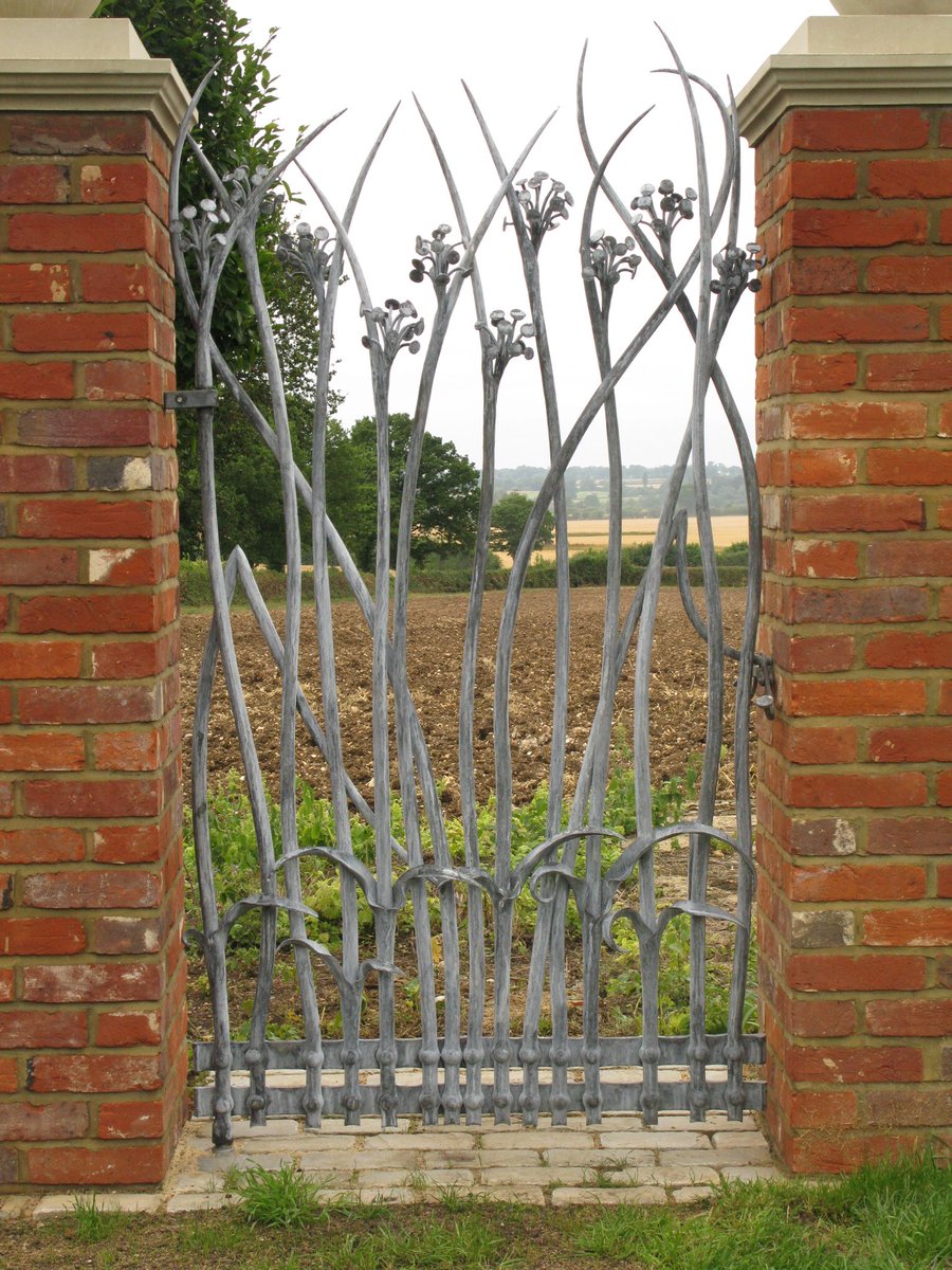 One from the archives, a grass themed gate #ironworkthursday #gardengate #forged #gardenart #artgate