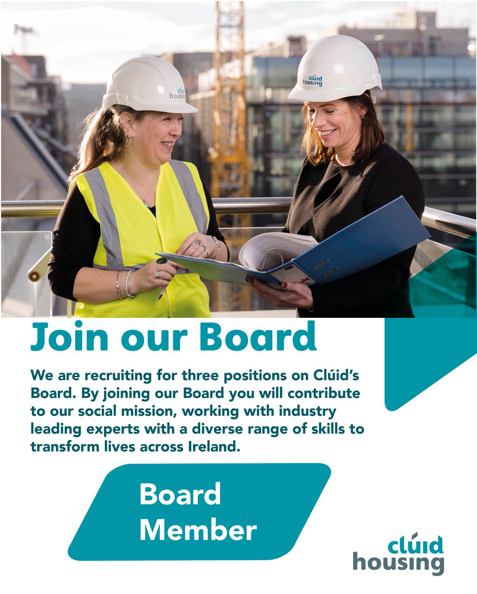 Can you share your expertise to help address Ireland’s social housing crisis? Join the Board of Clúid Housing - cluid.ie/news-stories/c… #jobfairy #boardjobs