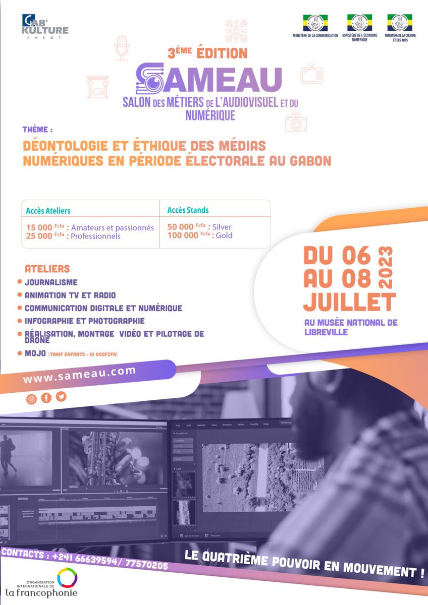 Sameau1's tweet photo. 🎟️📢 C'est le moment tant attendu ! Les billets pour la 3e édition du Salon des métiers de l'audiovisuel et du numérique sont enfin disponibles !
📍 Lieux :
Musée national : de 8h30 à 17h30 ;
En face de Mbolo : de 9h30 à 16h00.

📢 Partagez cette nouvelle avec vos amis et proches https://t.co/AGsiOppmNx