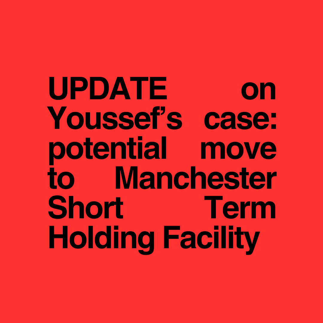 nobordersmcr's tweet photo. UPDATE on Youssef’s case: potential move to Manchester Short Term Holding Facility

Please read below for info &amp; actions and CONTINUE to sign &amp; share the petition - which is now linked in our linktree. https://t.co/zrWLGGWmri