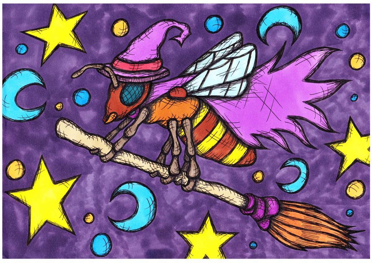 Witchy Bee.
#art #drawing #illustration #sketch #ink #animal #creature #critter #insect #bug #creepycrawlie #bee #buzz #witch #witchy #broomstick #magic #weird #strange #silly #irishartist #irishart #dublinart #dublinartist #lorcancassidy